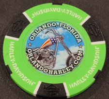 ORLANDO HD (Neon Green/Black full color) FLORIDA ~ Harley Davidson Poker Chip picture