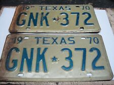 Vintage Texas License Plates Set - 1970 Blue (GNK372) picture