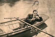 c1912 Man on A Boat, Smoke Forms A Woman DRIFTING AWAY ANTIQUE Postcard picture