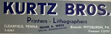 VTG Kurtz Bros Advertising Notepad Clearfield & Pittsburgh Pennsylvania Printers picture