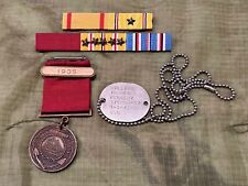 1930 US Navy Good Conduct Medal w WW2 Dog Tag - Named - USS OKLAHOMA BB-37 picture