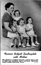 RPPC Badgett Quadruplets Mother Galveston Publicity Photo c1940s postcard NQ12 picture