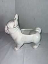 French Bulldog Frenchie Planter White Ceramic 9”x9” White Ceramic picture