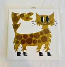 Vintage Kenneth Townsend Ceramic Spikey Cat #18 Tile Menagerie Series picture