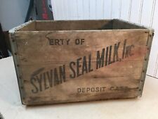 Antique Property of Sylvan Seal Milk Inc Deposit Case Milk Dairy Wood Crate Box picture