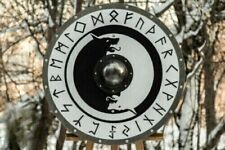 New Authentic Battle worn Norse Battle Larp Viking Shield Medieval Wooden Round picture