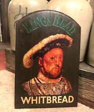 Whitbread Kings Head Painted Wood Sign Ad Henry Viii 🇬🇧 Antique London England picture