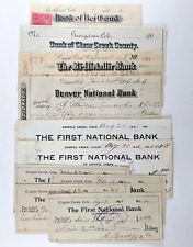 Lot 10 Mixed Antique Colorado Bank Checks Cripple Creek Denver Berthoud 1890s picture