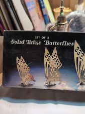 Set Of 3 MCM Vintage Solid Brass Butterflies Table Art Wall Decor  8