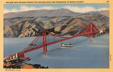 D2252 Golden Gate Bridge, San Francisco to Marin County, CA 1937 Teich Linen PC picture