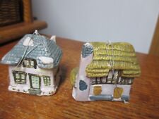2 Vintage Miniature Christmas Village Houses Ceramic Ornaments 2