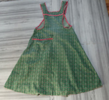 Vintage Pinafore Apron Cotton Green Pink Homemade picture