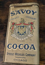 Antique 1920s Savoy Cocoa 16 oz tin by Steele-Wedeles Company - Chicago Illinois picture