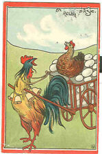 pc7609 postcard Sweden Happy Easer Chickens Crease LL Postally Used 1909 picture