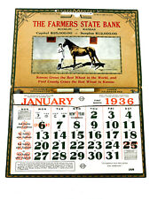 RARE 1936 NICE Farmers State Bank Advertising Horse Calendar Bucklin Kansas KS picture