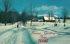 Postcard TX Seasons Greetings from Texas Snowy Road Chrome Vintage PC J5966 picture