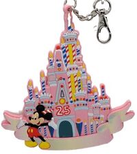 Disney Parks WDW 50th Vault Retro 25th Anniv Birthday Cake Pink Castle Keychain picture
