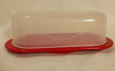 Tupperware Impressions Burpable Small Butter Dish Red Base Hold 1 Stick Butter picture