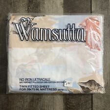 Vintage Wamsutta Twin Fitted Sheet Nautical Seashell No Iron Ultra Cale NOS picture
