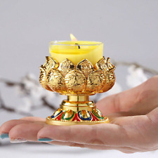 3pcs Buddhist Tibetan Altar Golden Lotus Lamp Candlestick Candlestick Collect picture