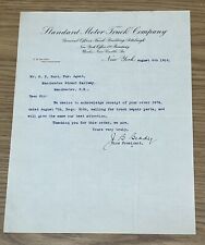 1916 Standard Motor Truck Company Letter Business Letterhead New York Company picture