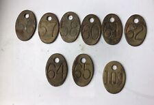 Vintage Solid Brass Double Sided  Dairy Cow Cattle Tag Numbers Used -Choice/ea picture