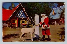 The North Pole, Santa And Blitzen, Reindeer, c1953 Vintage Postcard picture