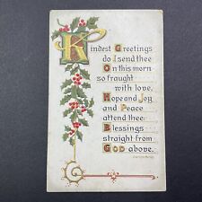 Antique 1910 Christmas Postcard Florence Ontario With RED LINE ERROR Stamp V2435 picture