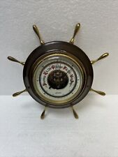 Vtg Linden West Germany Ship Wheel Nautical Beach Ocean Sea Desk Barometer picture