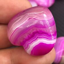 1pcs natural Pink agate loving heart quartz crystal Carved pendant Reiki heal 1