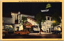 Postcard Hollywood California The Brown Derby Vine Street 1941 Linen CURT TEICH picture