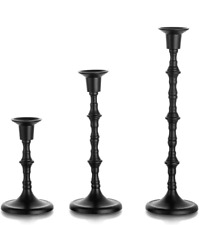 Inweder Black Candlestick Holders Candle Holder Set 3 Taper Candle Sticks Long picture