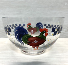 Lenox Hand Painted Sunshine Morning Rooster Clear Glass Bowl 8.5