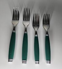 Pfaltzgraff Stainless Flatware - Green Handle Salad Large & Small Forks Lot Of 4 picture