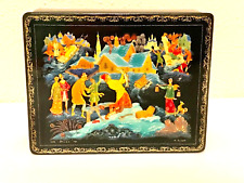 🔥LOOK🔥 #1529 RARE GENUINE PALEKH 1981 RUSSIAN HAND-PAINTED LACQUER BOX VOLKOV picture