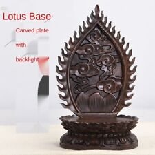 16.5cm Mahogany Carved Buddha Statue Lotus Base Wood Guanyin Bodhisattva Base picture