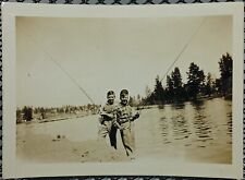 c.1930's Fly Fishing River Long Poles Boys Friends Style Small Vtg Photo 1940's picture