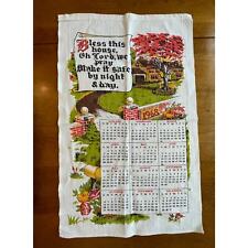 Vintage 1968 tea towel wall hanging calendar - bless this house - fall colors picture