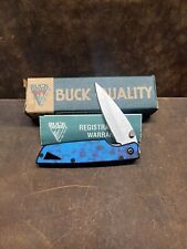 Vintage BUCK Knives 170 Lightning Folding Knife USA Blue Marble w/Box NOS UNSUED picture
