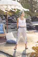 Head In The Clouds Boho Linen Print Cropped Artist Pants picture
