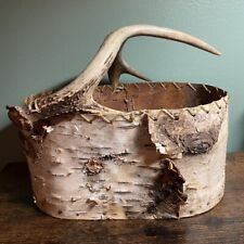 Birch Bark Basket With Antler Handle picture