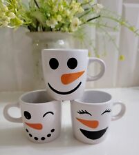 Vintage Bay Island Christmas Espresso Mugs Cups Snowman Lot 3 A6 picture