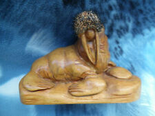 CARVED WOOD FIGURE WALRUS ARTIST SIGNED TUCSON ARIZONA GALLERY ART COLLECTIVE picture