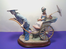 Lladro Rickshaw Ride # 1383 Porcelain Figurine Made in Spain With Wooden Base picture