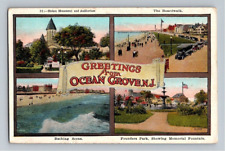 1936. GREETINGS FROM OCEAN GROVE, NJ. MULTI VIEWS. STOKES MONUMENT POSTCARD JJ14 picture
