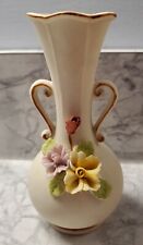 Vintage Capodimonte Neopolitan Porcelain Bud Vase With Applied Flowers picture