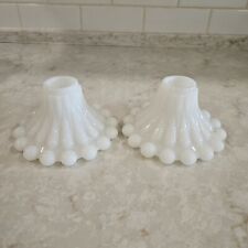 Vintage Anchor Hocking Milk Glass Boopie Candlestick Holders Set of 2 picture