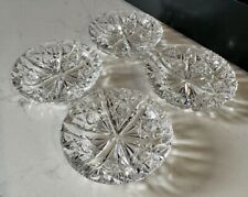 Set Of 4 Antique Hawkes American Brilliant Cut Glass Salt Cellars Signed  picture