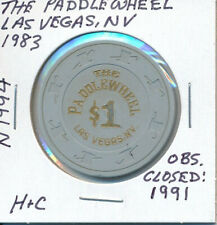 $1 CASINO CHIP -PADDLEWHEEL LAS VEGAS NV 1983 H&C #N1994 OBS CLOSED 1991 L@@K picture