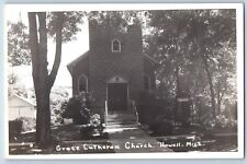 Howell Michigan MI Postcard RPPC Photo Grace Lutheran Church c1940's Vintage picture